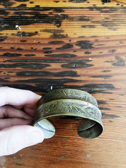 Vintage Incised Brass Cuff