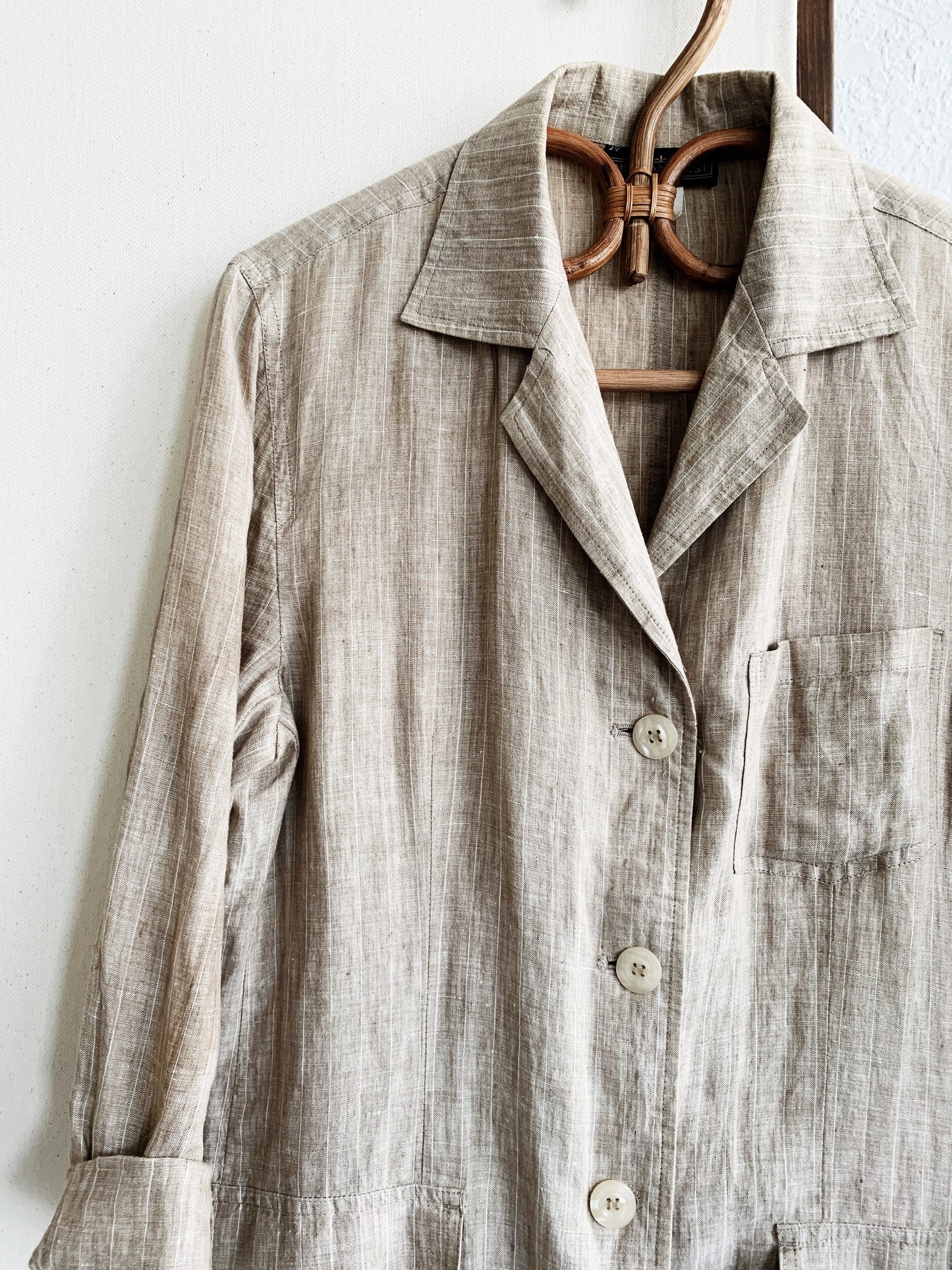 Vintage Pinstriped Linen Blazer