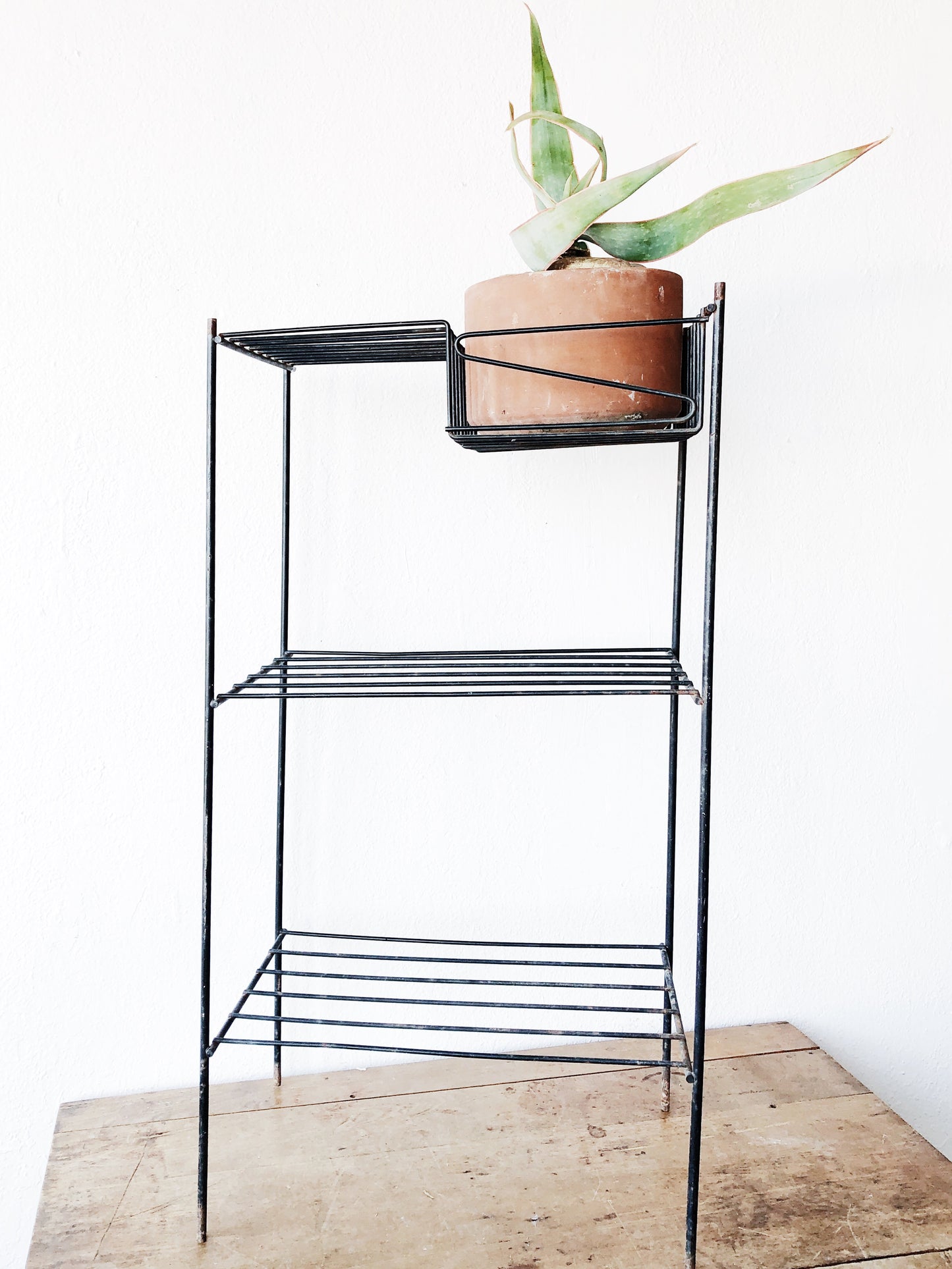 Vintage Mid Century Black Wire Stand
