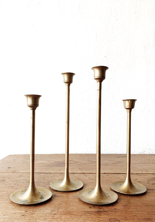 Set of Vintage Brass Candlestick Holders