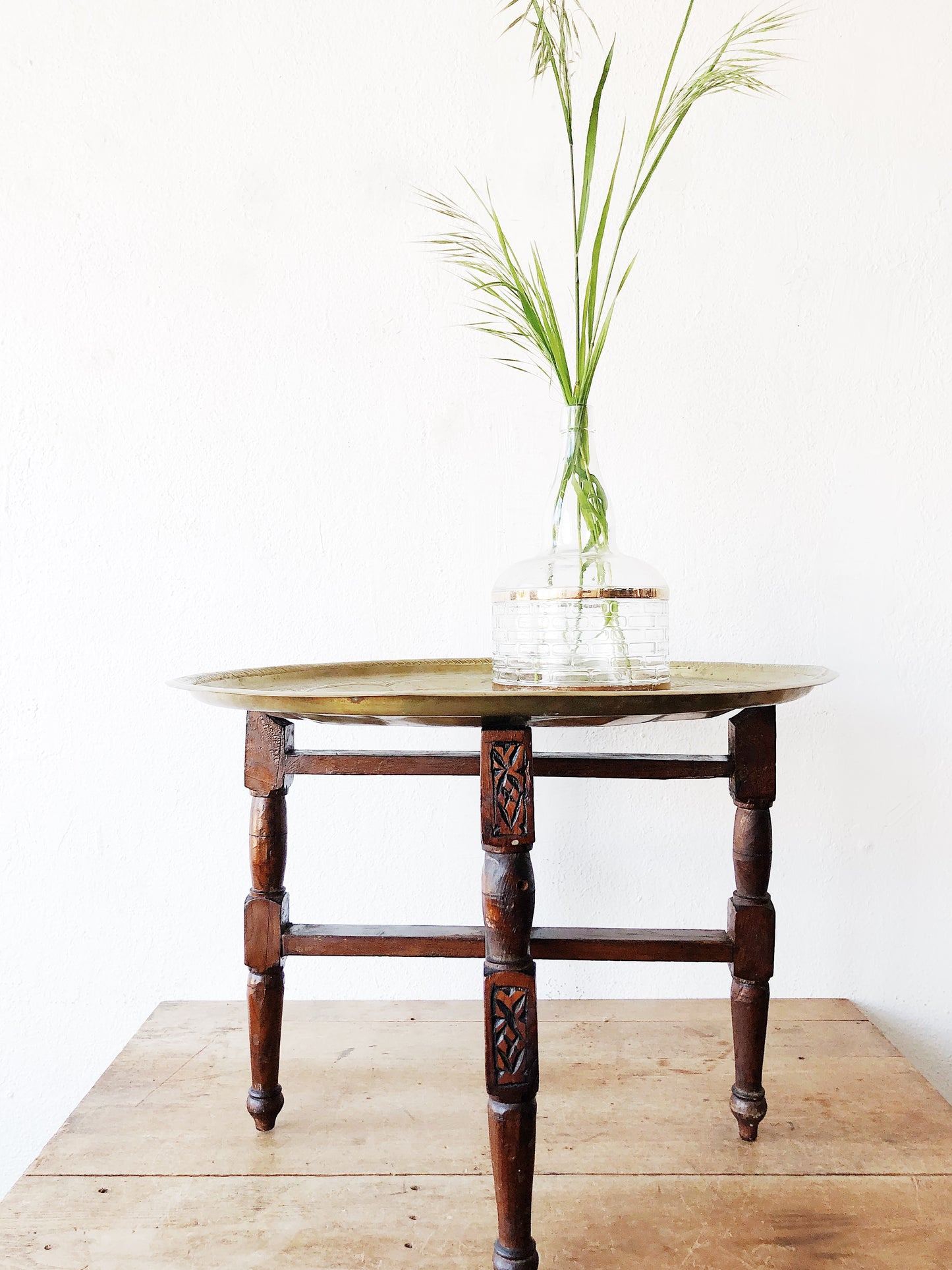 Antique Brass Side Tray Table