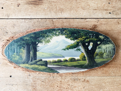 Antique Landscape Painting on Wood