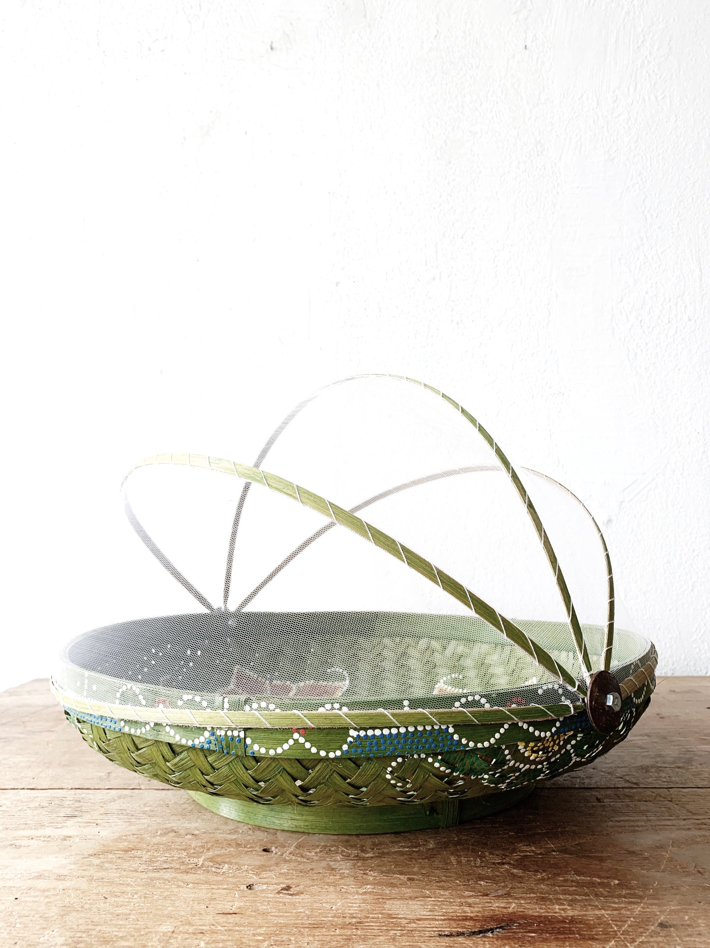 Covered Hand Painted Basket