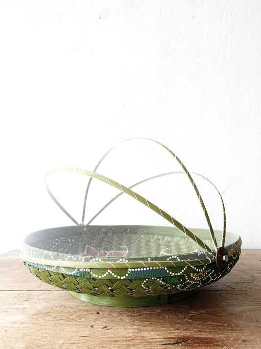 Covered Hand Painted Basket