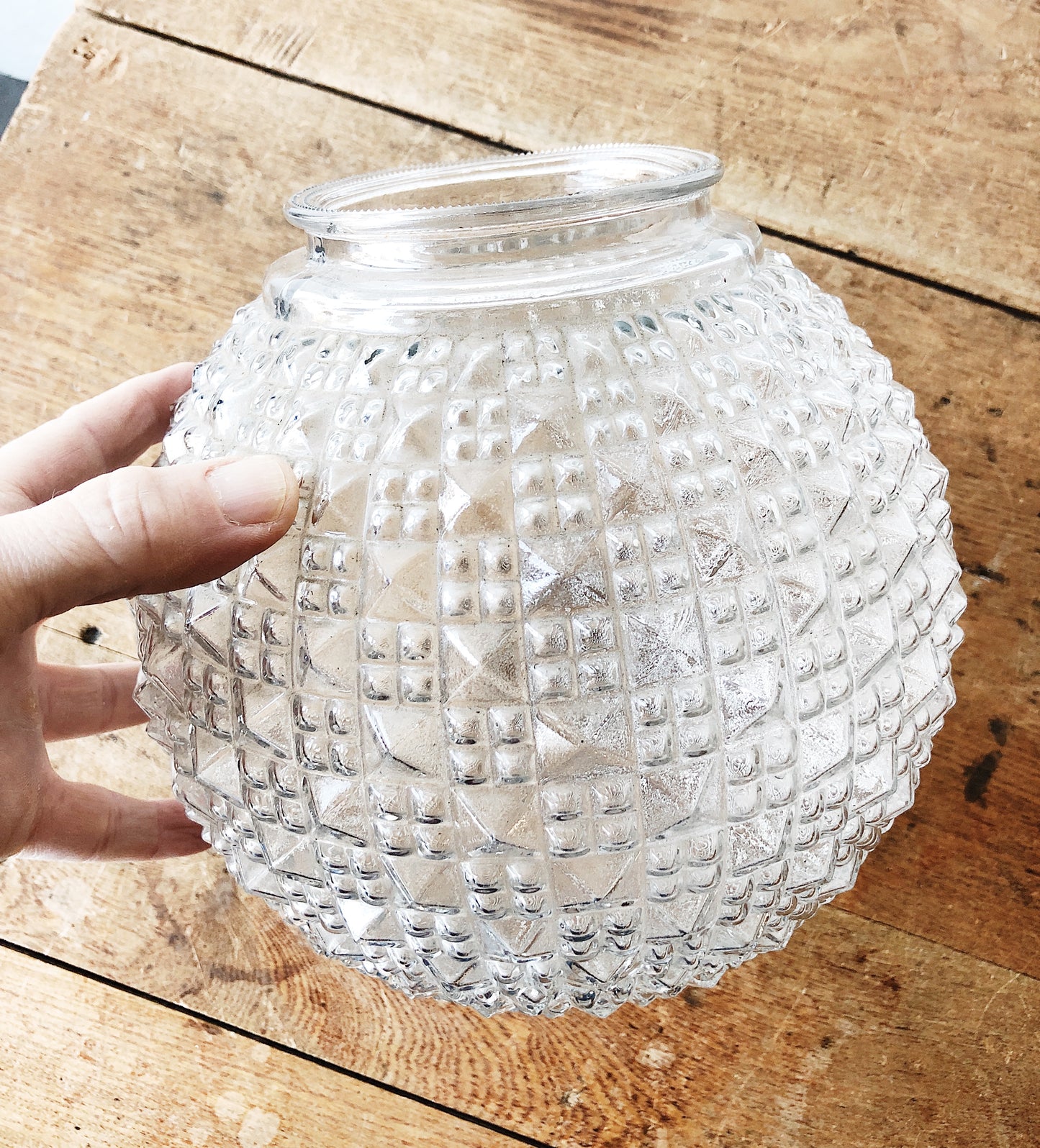 Vintage Cut Glass Globe Lamp Shade