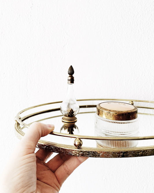 Vintage Mirrored Brass Tray