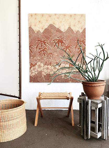 Vintage Collapsible Stool with Woven Seat