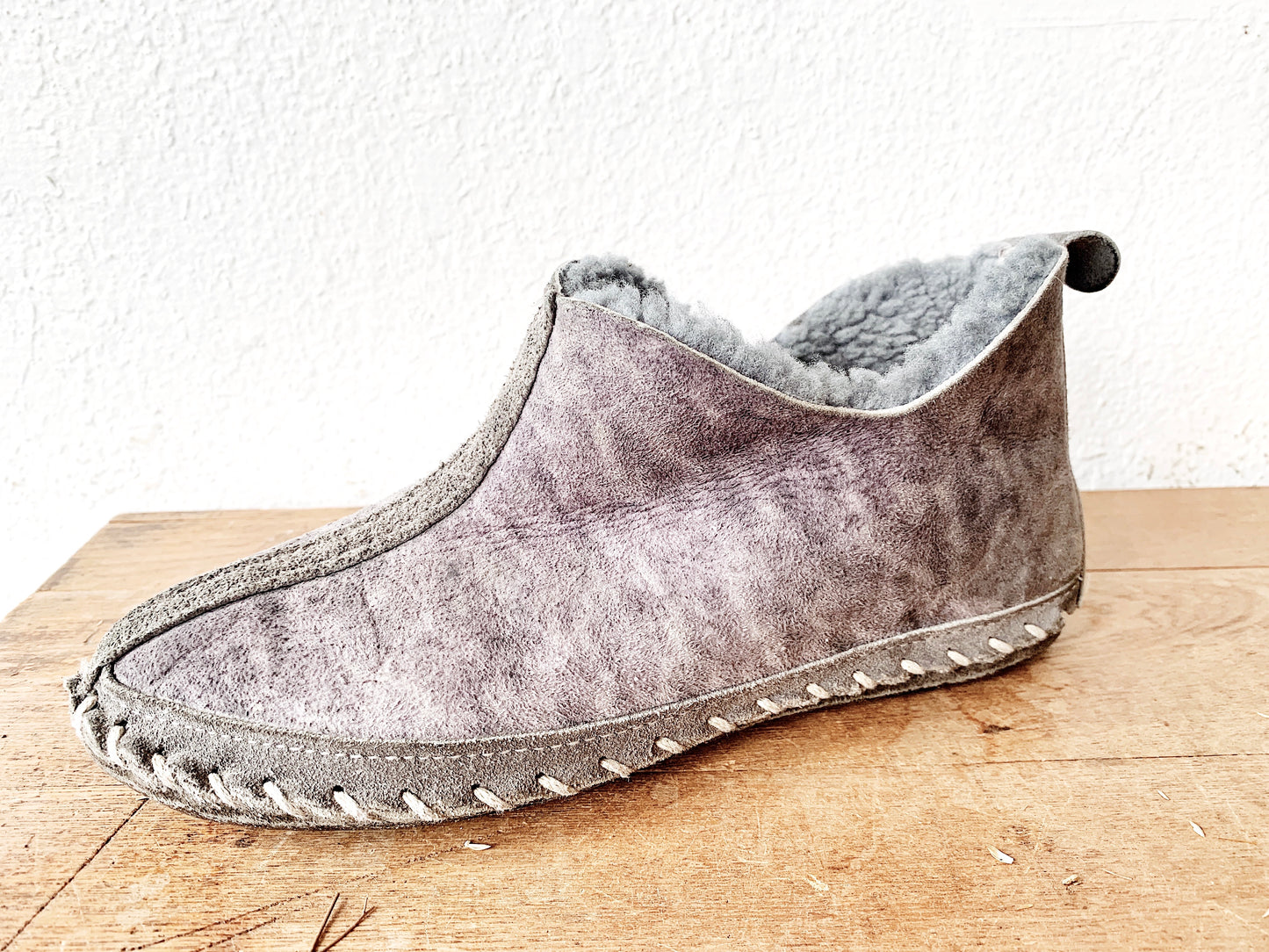 Vintage Shearling and Suede Slippers