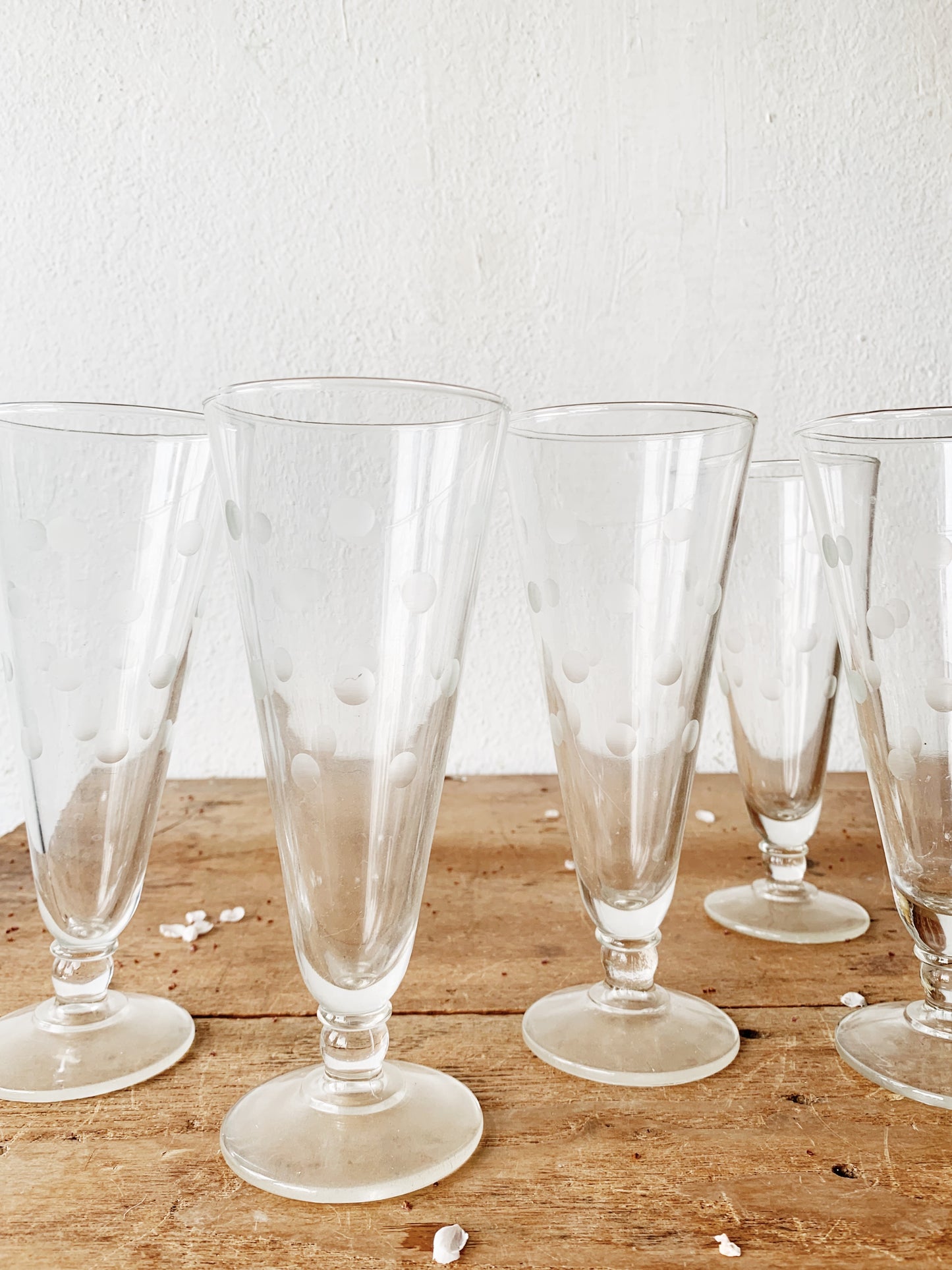 Mid Century Etched Cocktail Glasses Set of Six