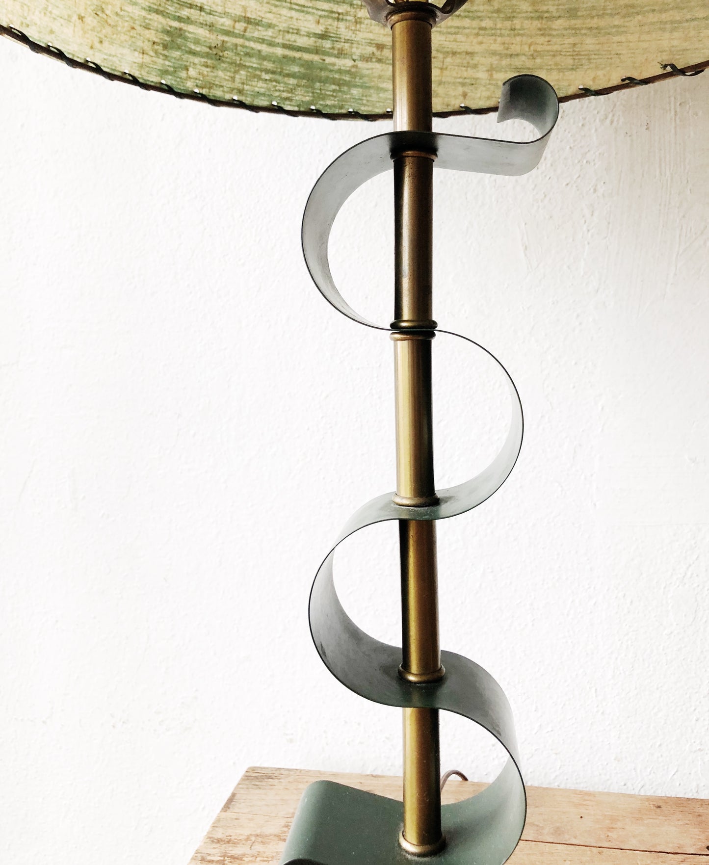 Mid Century Teal Lamp with Original Shade