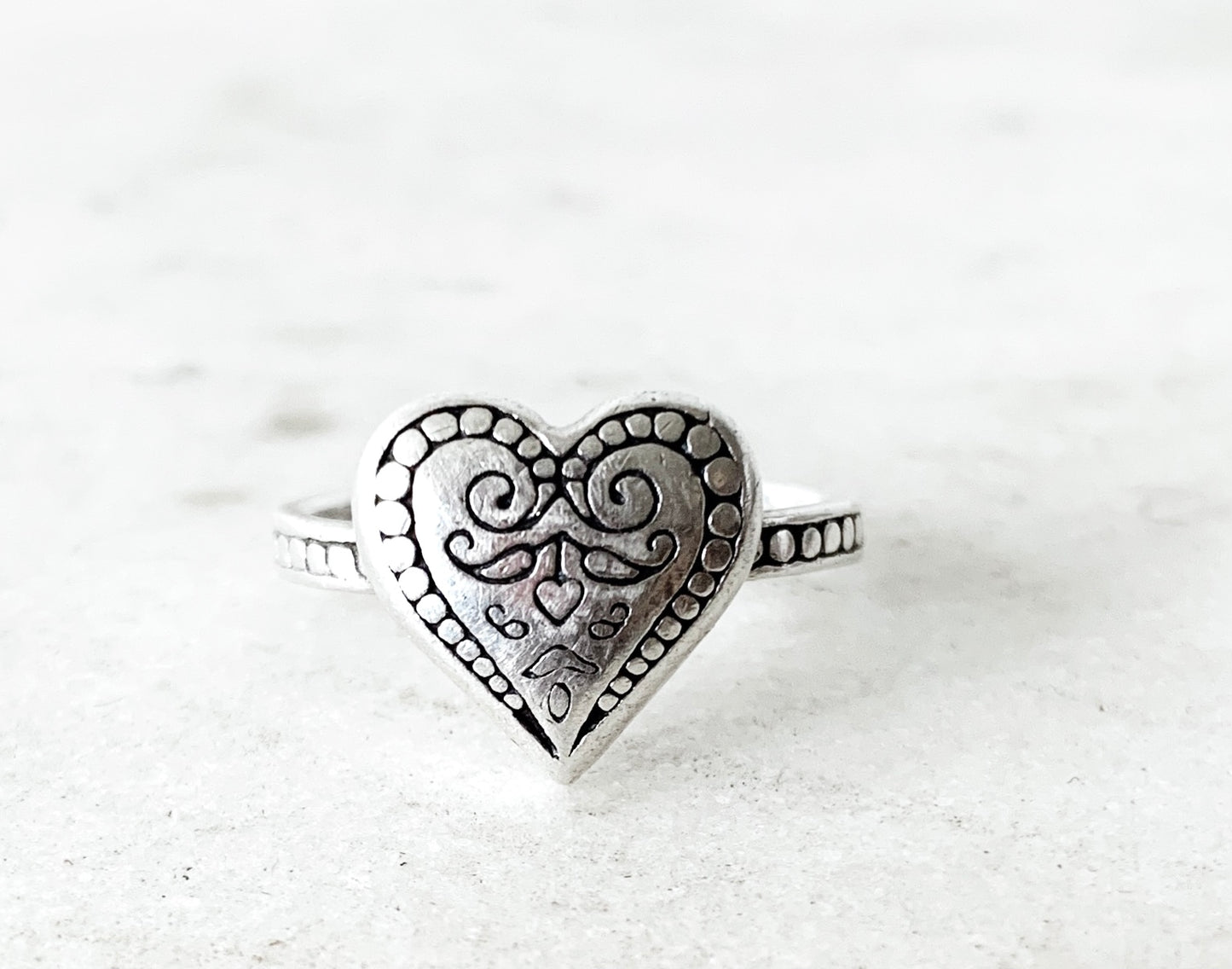 Vintage Sterling Silver Heart Ring