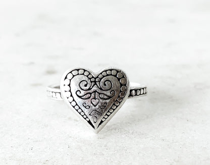 Vintage Sterling Silver Heart Ring