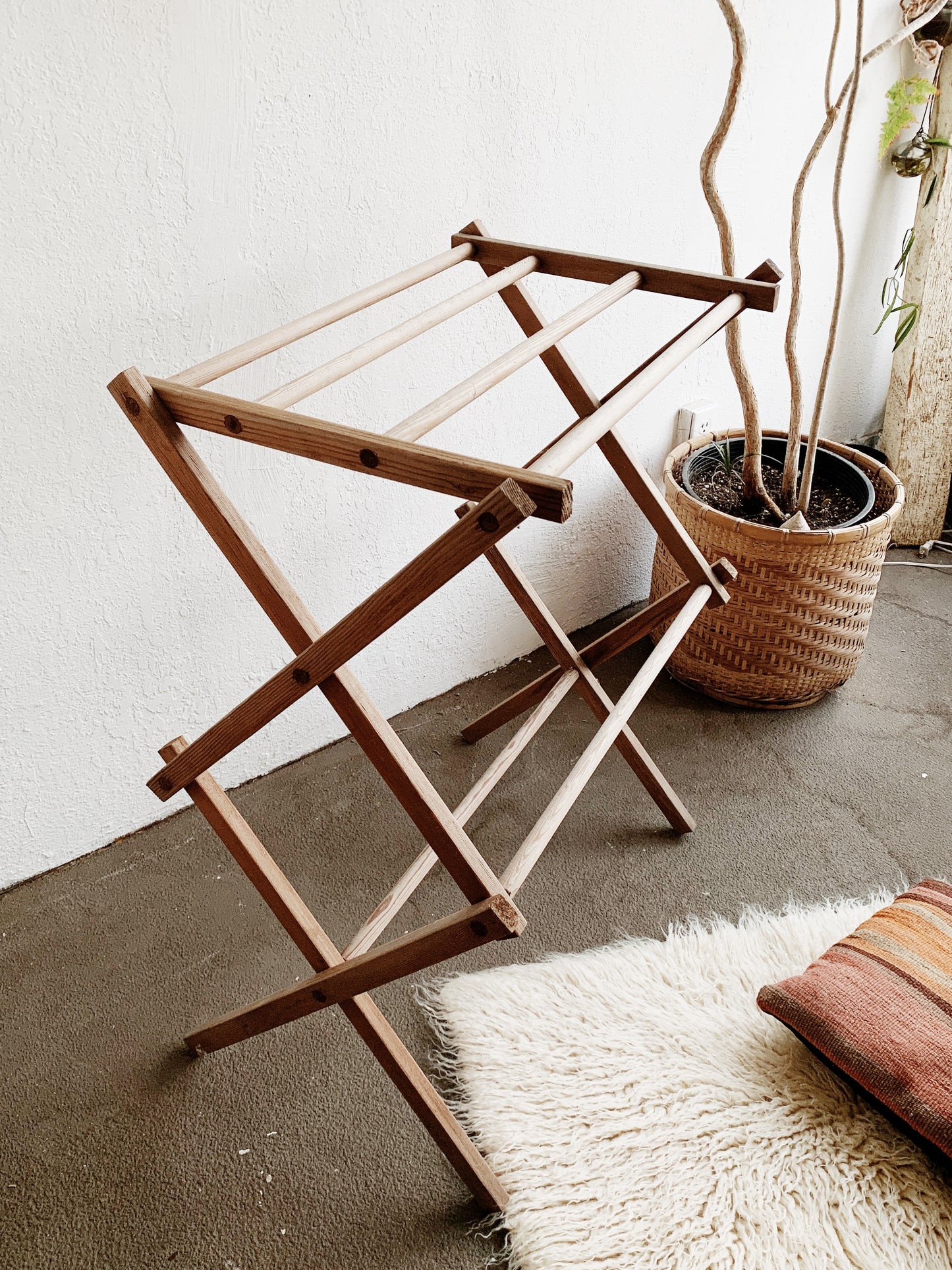 Vintage Folding Wood Drying/ Textile Rack