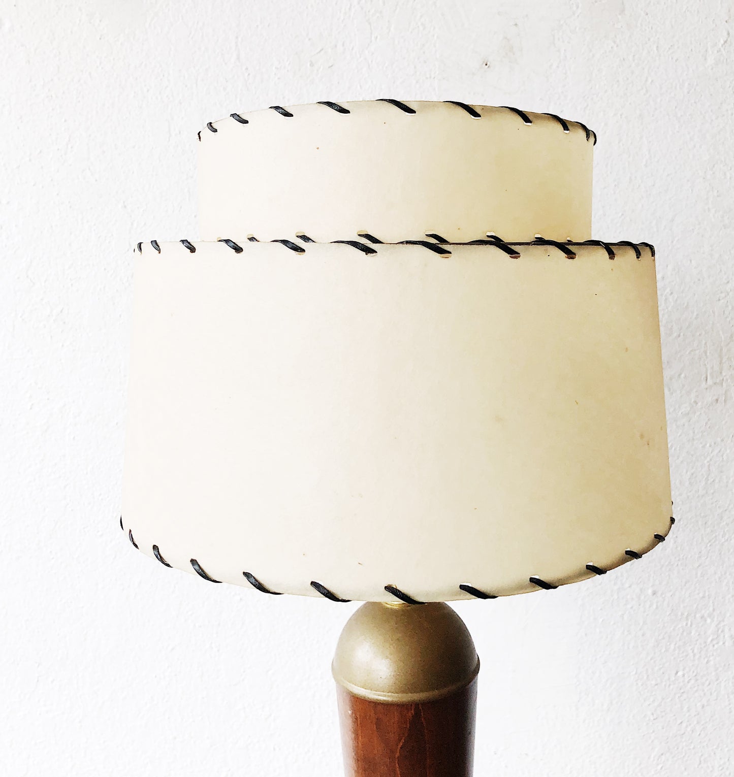 MCM Walnut and Brass Lamp with Shade