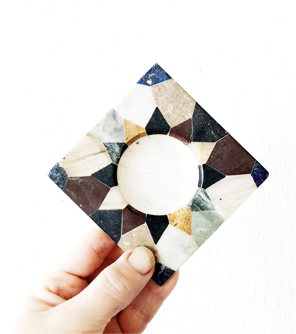 Mosaic Marble Ashtray or Incense Burner