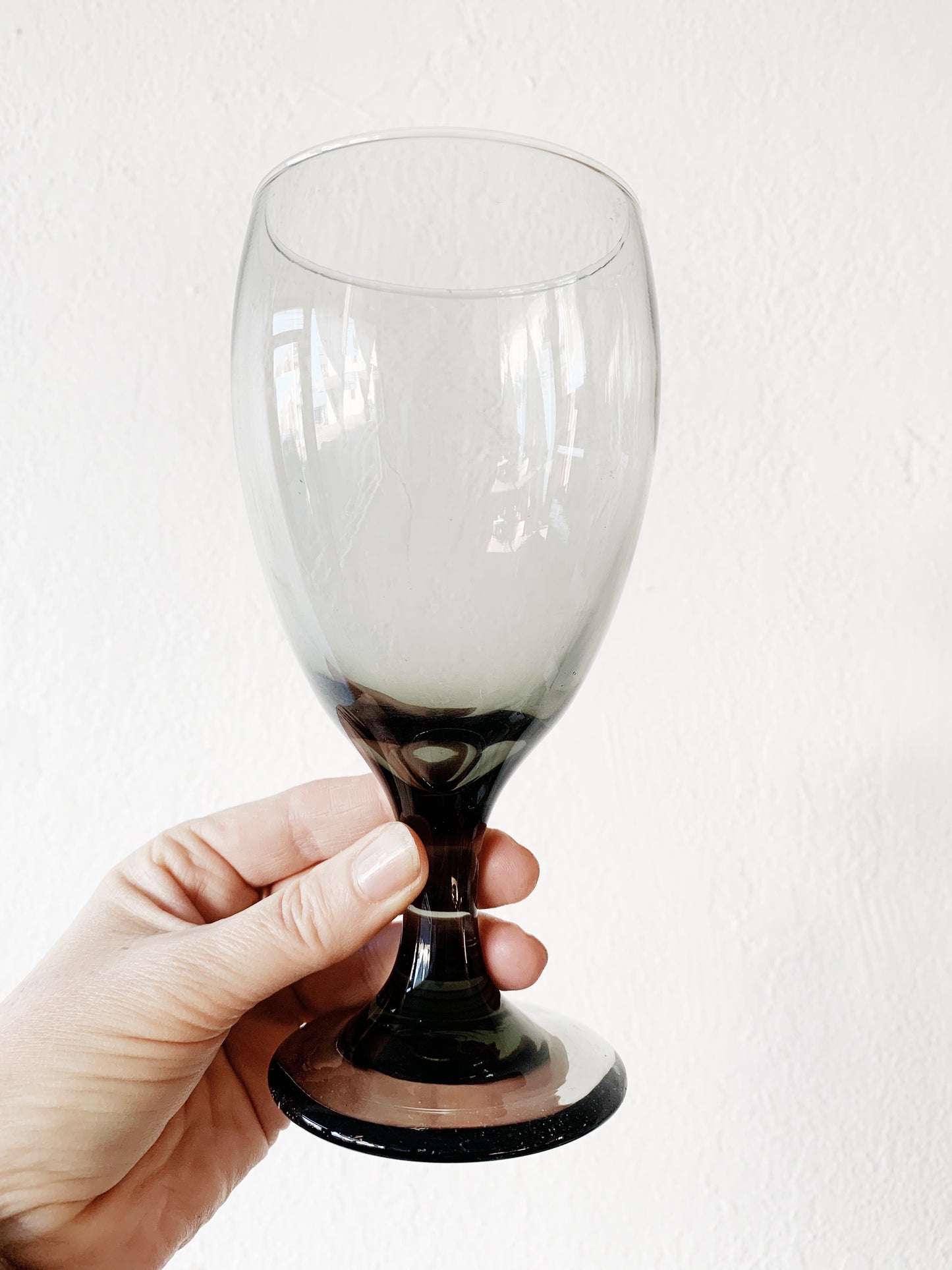 Vintage Smoky Glass Goblets Set of Four