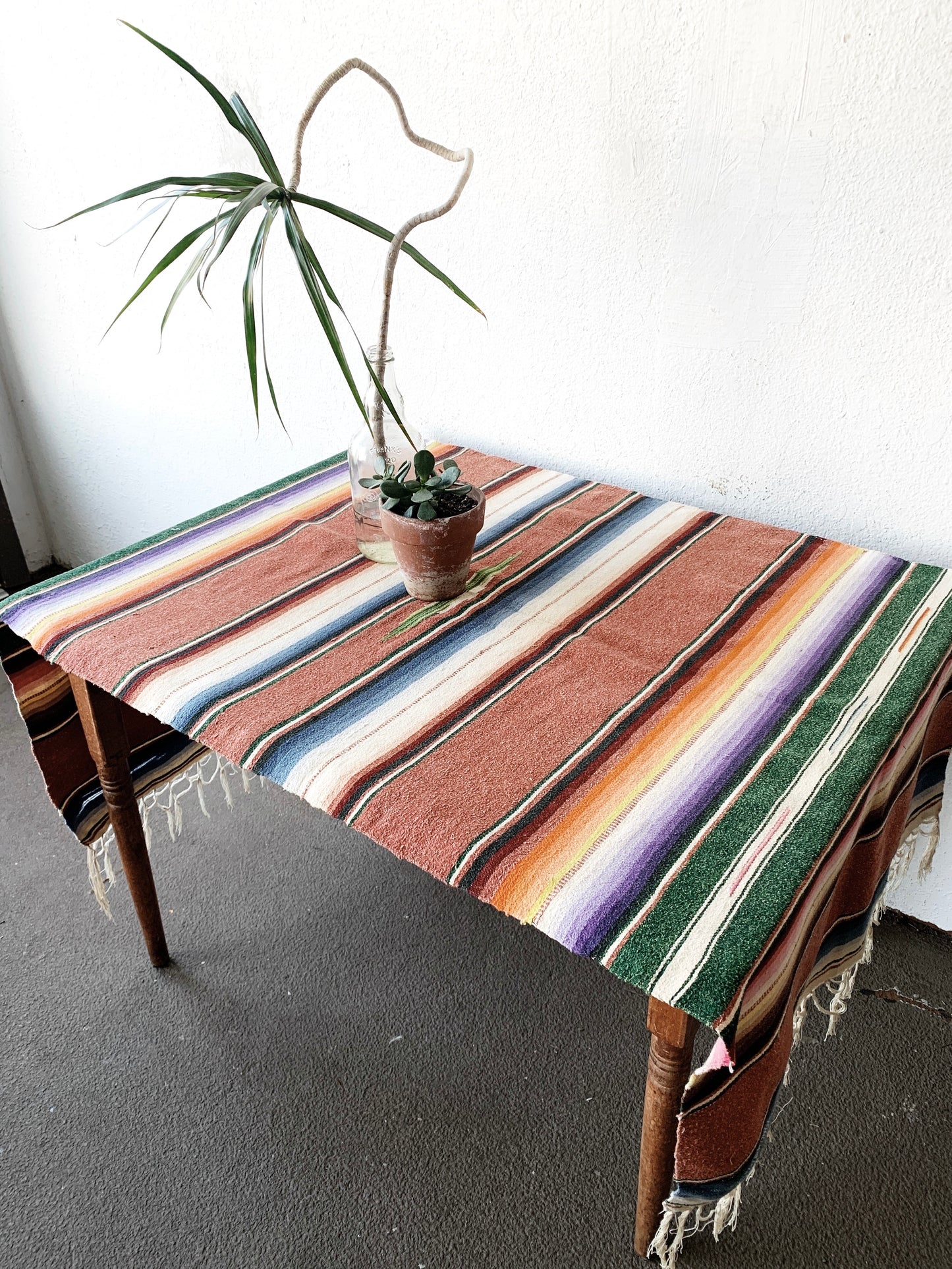 Vintage Wool Cotton Blend  Saltillo Runner
