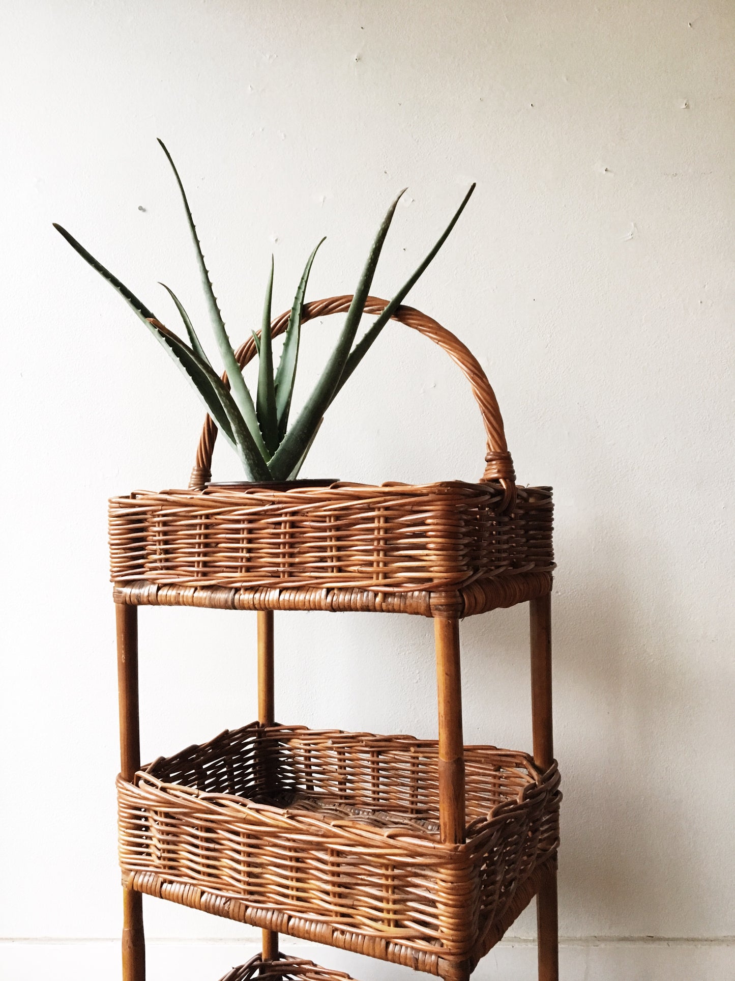 Tall Wicker Basket Shelf