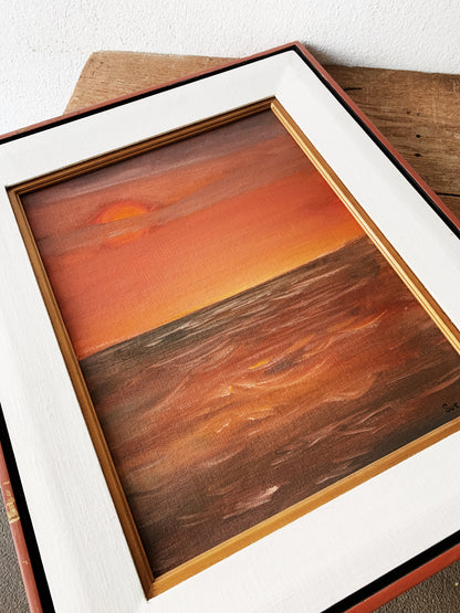 Vintage Original Framed Sunset Painting c1970