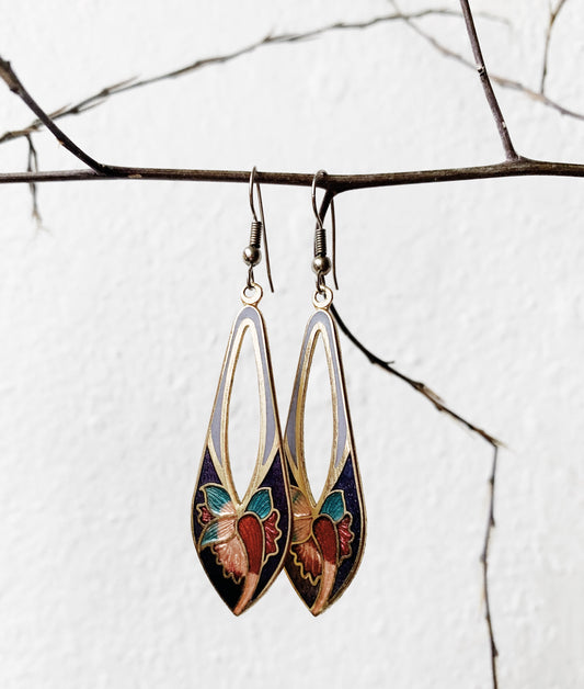 Vintage Enamel Floral Earrings