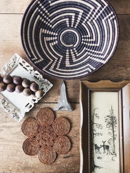 Vintage Coiled African Burundi Basket