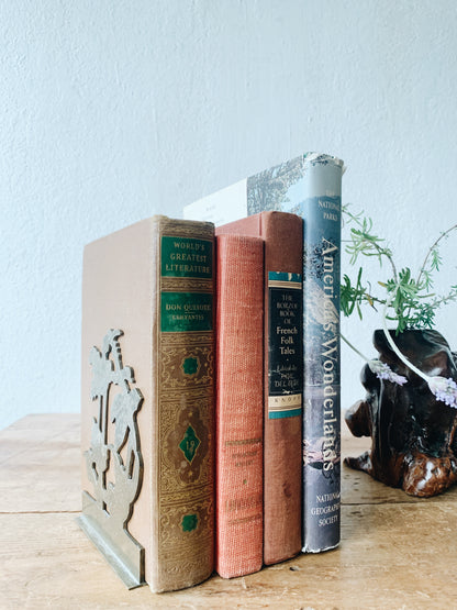 Vintage Incised Brass Bookends
