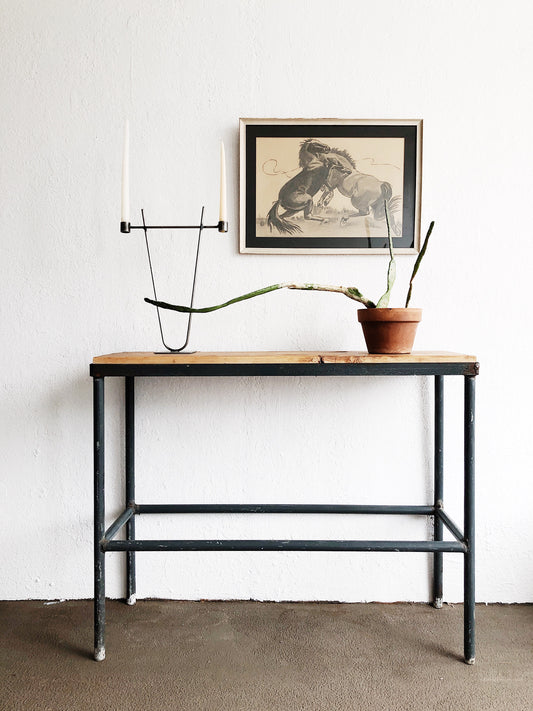 Vintage Steel and Wood Console Table
