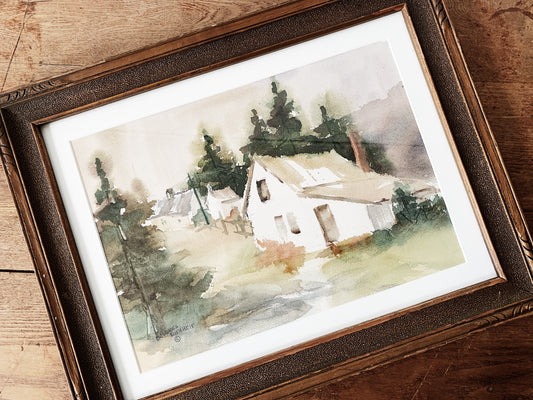 Vintage Framed Watercolor