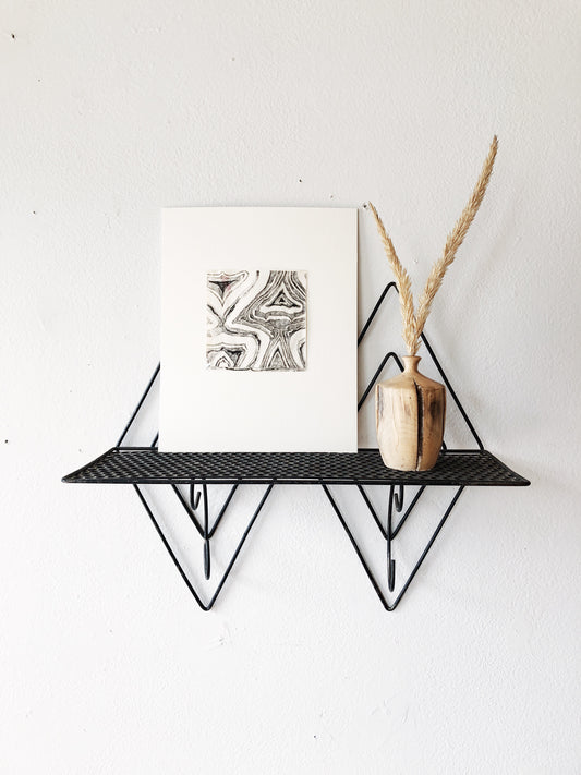 Mid Century Wire Shelf with Hooks