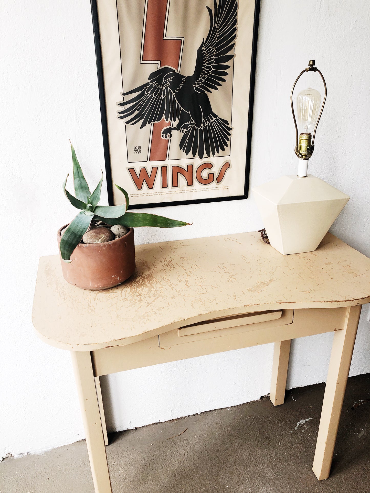 Vintage 1940s Ochre Painted Desk
