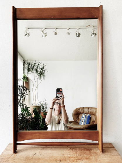 Mid Century Walnut Mirror with Hanger
