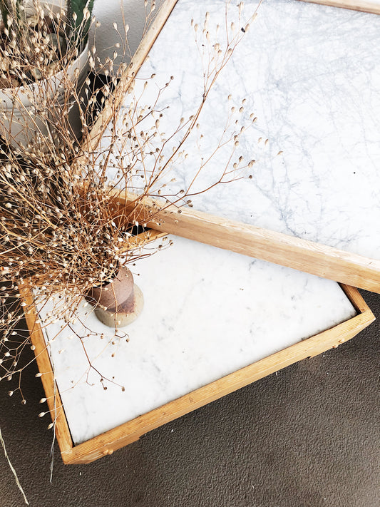 Vintage Marble and Wood Tables