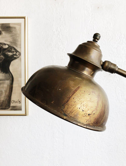 Antique Machine Age Brass Floor Lamp