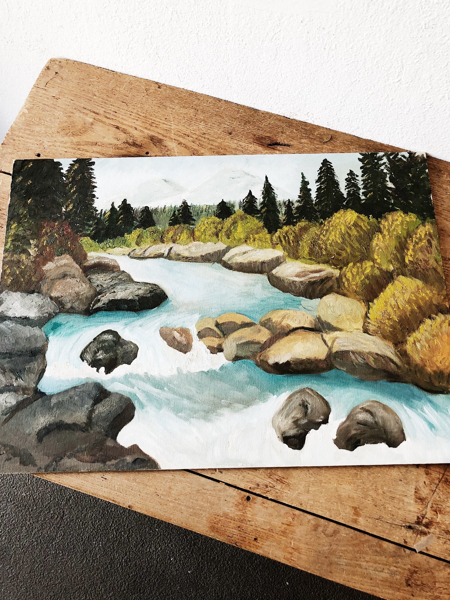 Vintage Naive Style Landscape Painting