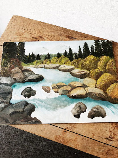 Vintage Naive Style Landscape Painting