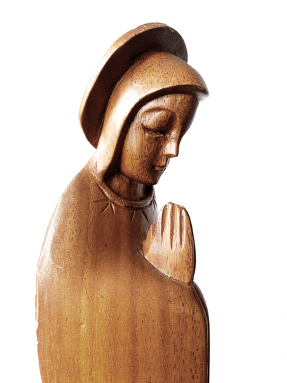 Large Mid Century Carved Wood Mary Magdalene