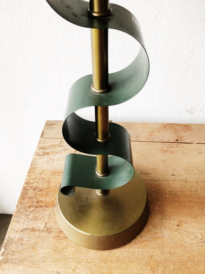 Mid Century Teal Lamp with Original Shade