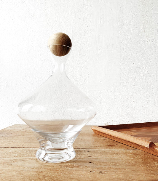 Mid Century Blown Glass Decanter With Base