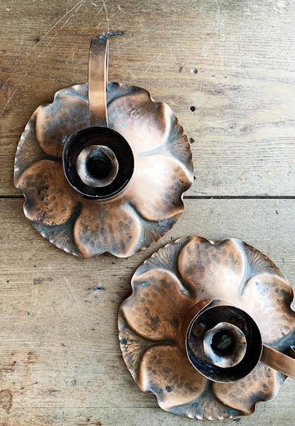 Vintage Hammered Copper Candle Holder
