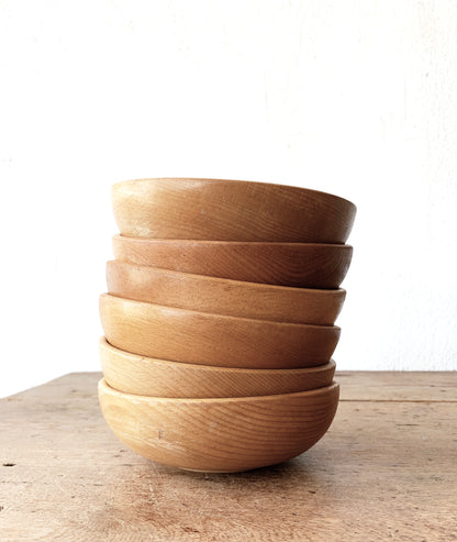 Set 6 Natural Wood Bowls