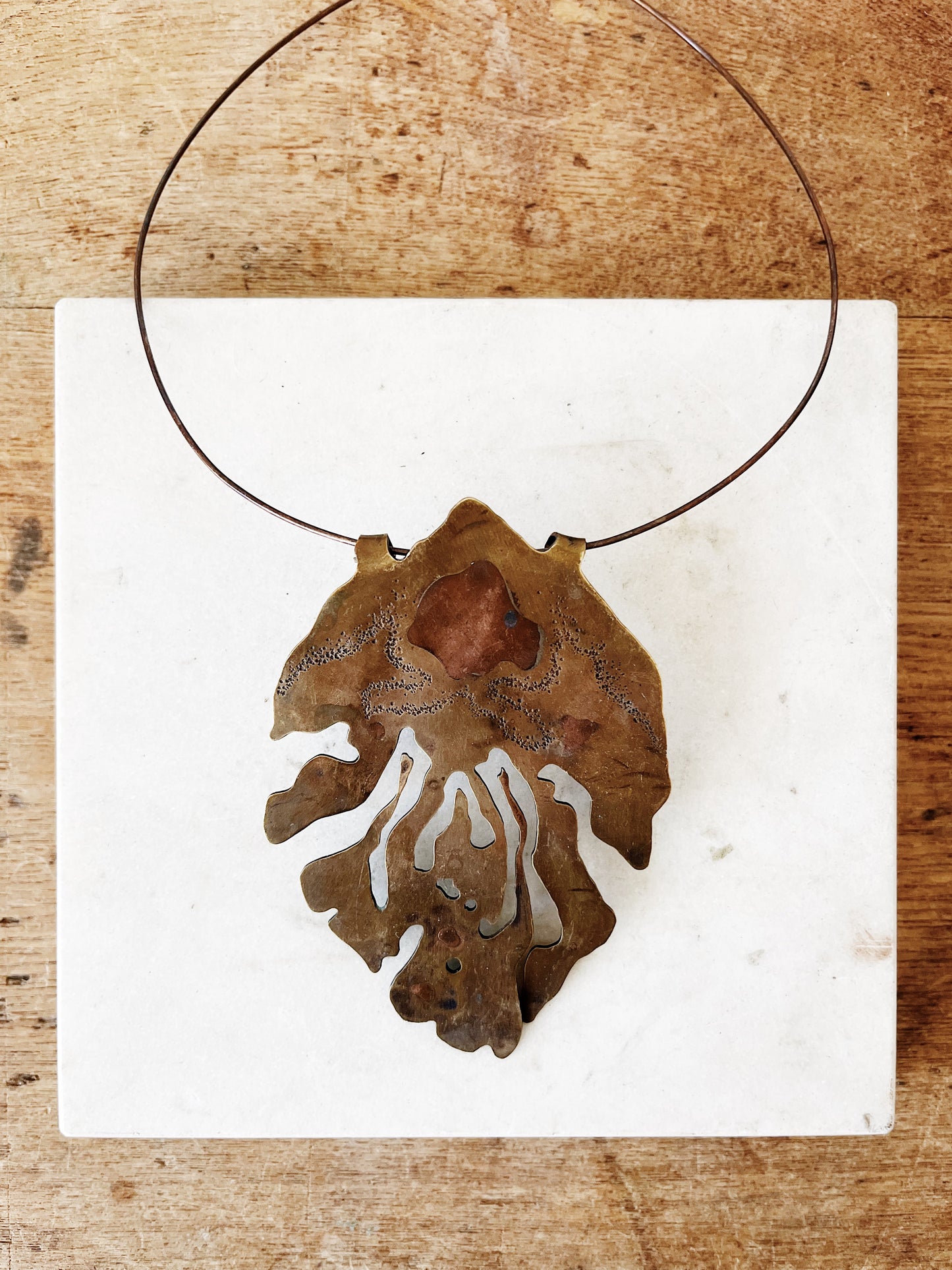 Mid Century Copper Pendant Necklace