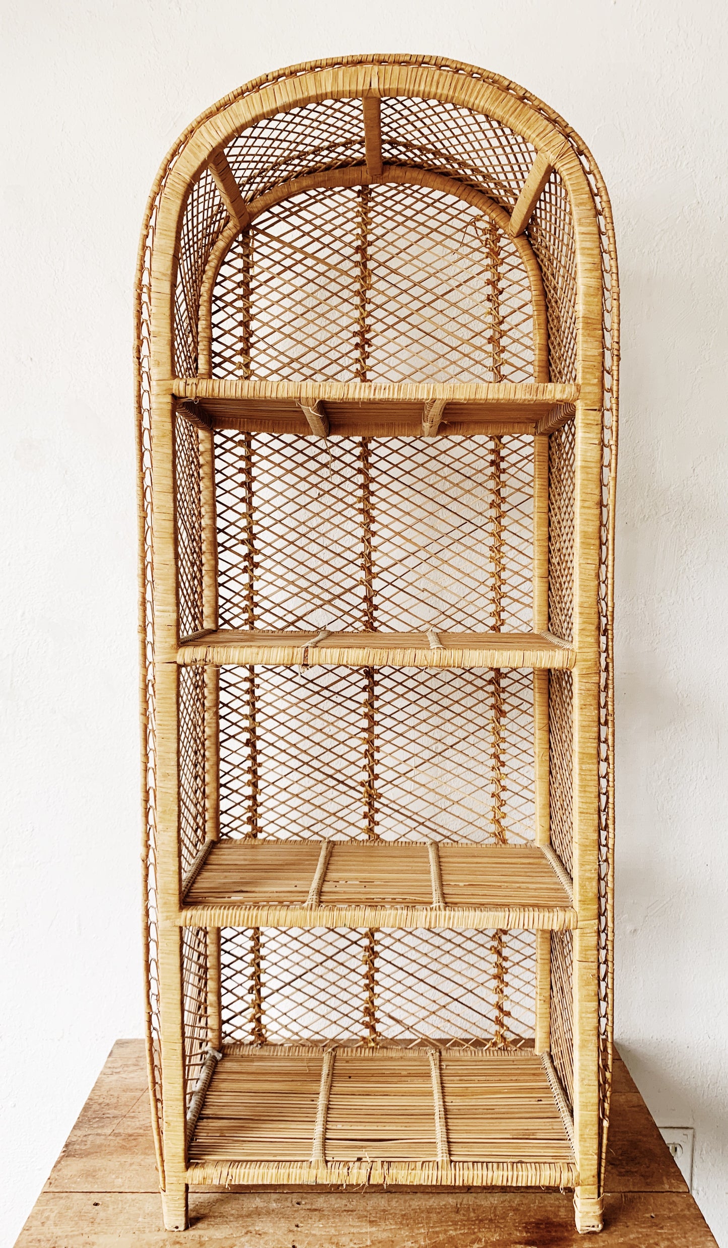 Vintage Arched Wicker Shelf