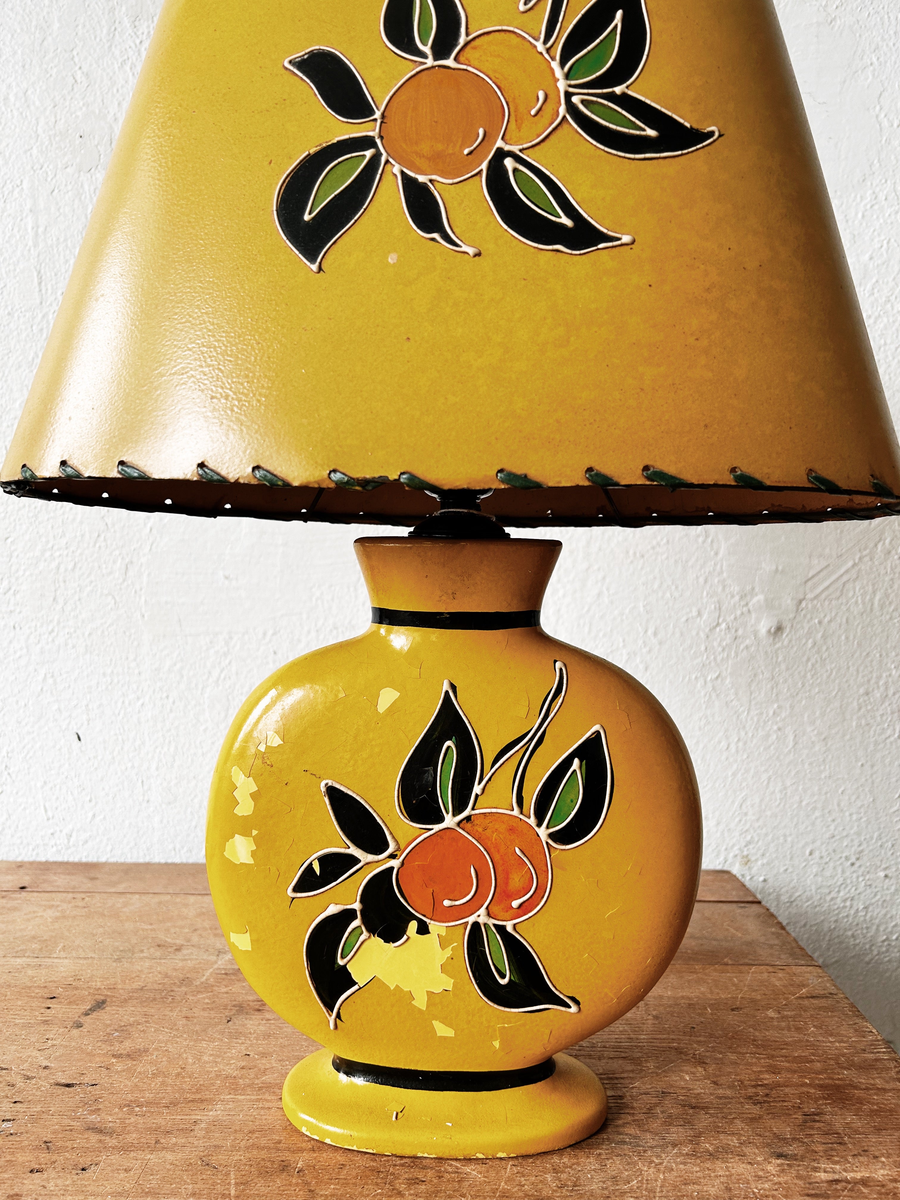 Antique Ceramic Lamp with Shade - Thumbnail 2