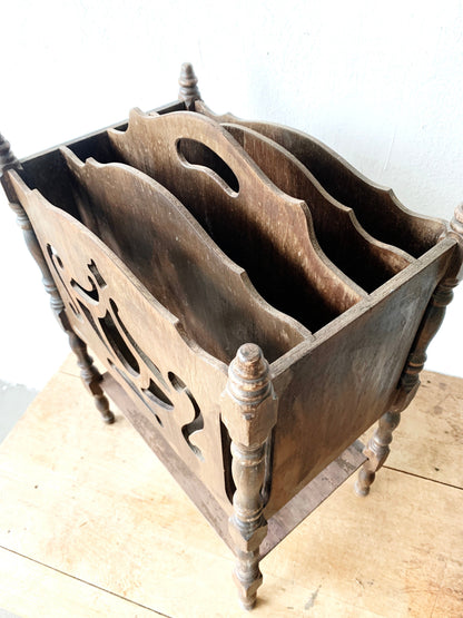 Antique Eastlake Wood Magazine or Record Stand