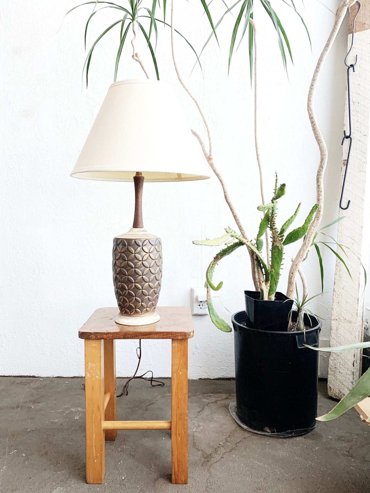Mid Century Pottery Lamp with Shade