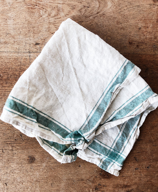 Six Vintage Linen Flour Sack Napkins