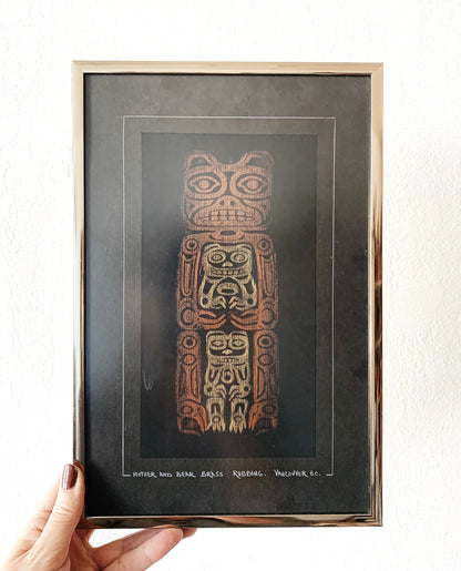 Mother and Bear Original Brass Rubbing