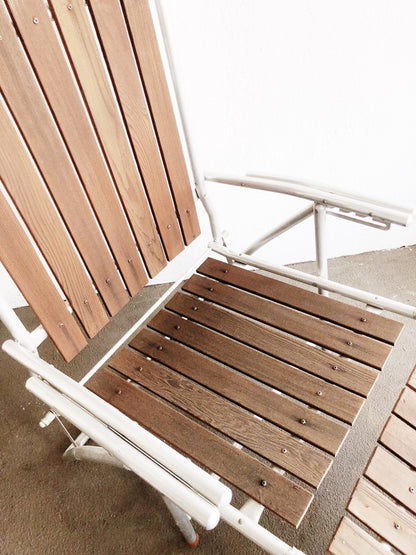 Vintage Aluminum and Redwood Lounge Chair