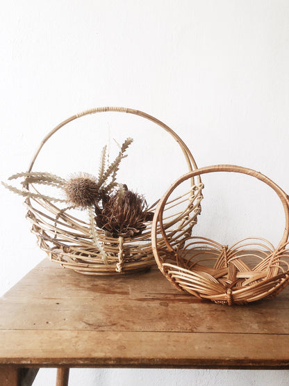 Vintage Bamboo Gathering Basket