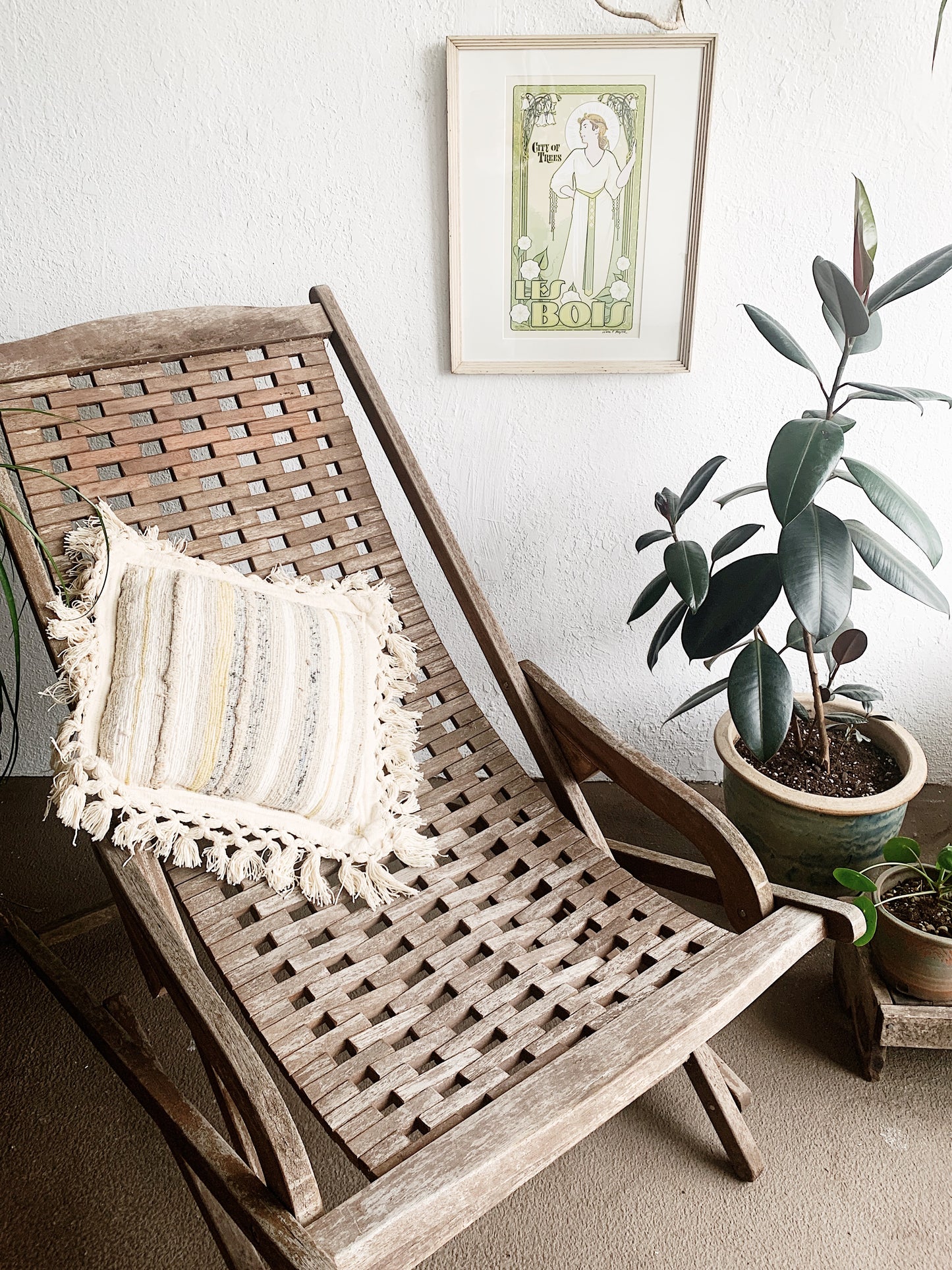 Vintage Wood Outdoor Lounger